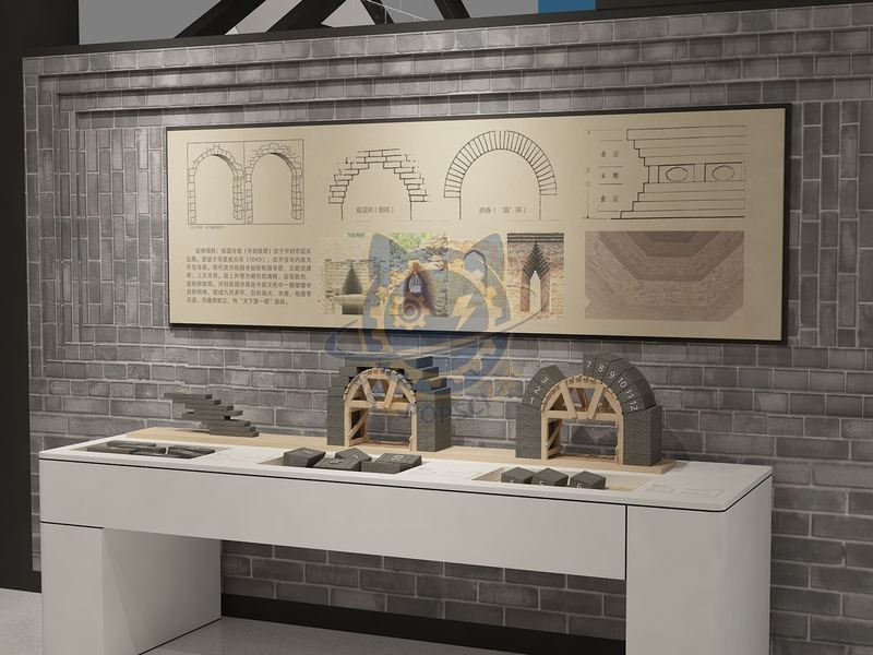 Brick and stone construction — City & Society exhibit for science museums