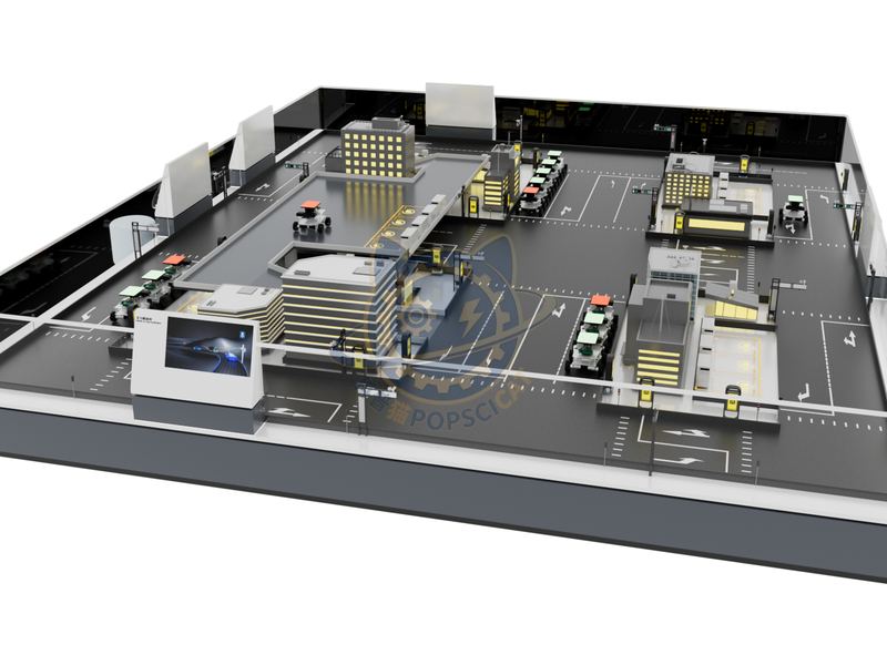 Collaboration between vehicles and roads — City & Society exhibit for science museums
