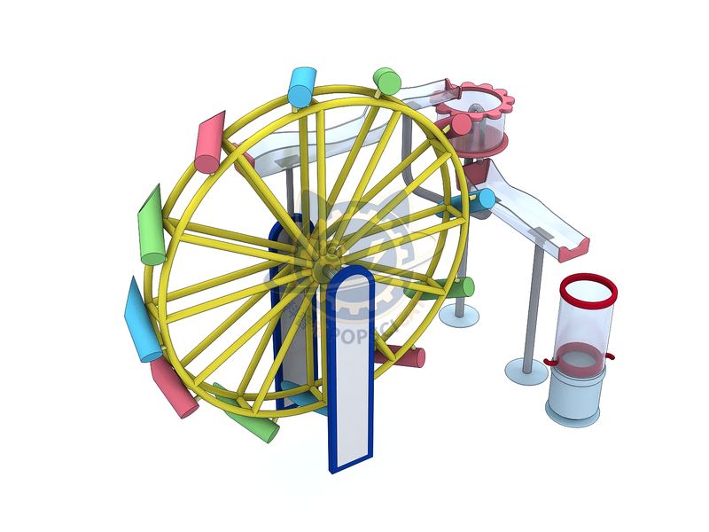 Joyful Water World - Bamboo Tube Water Wheel — Children's Discovery exhibit for science museums