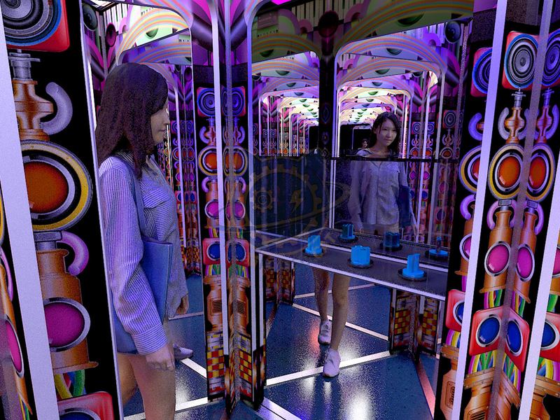 Mirror Maze (Mirror Maze, Why are left and right different, Incredible Mirror, Shaking Hands with Yourself) — Basic Science exhibit for science museums