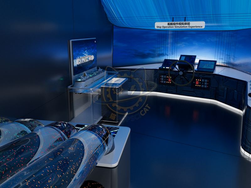 Ship operation simulation experience — City & Society exhibit for science museums