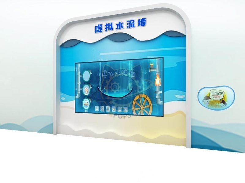 Virtual water flow wall — Earth & Ecology exhibit for science museums