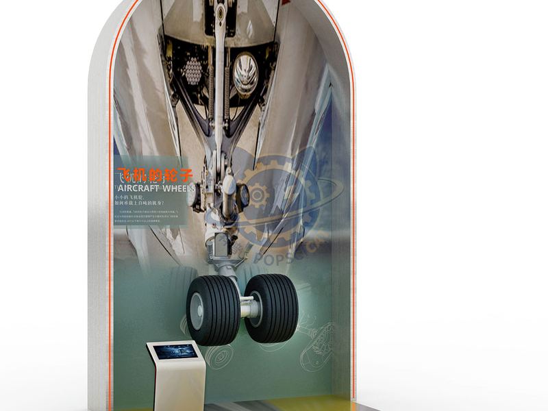 The wheels of an airplane — City & Society exhibit for science museums