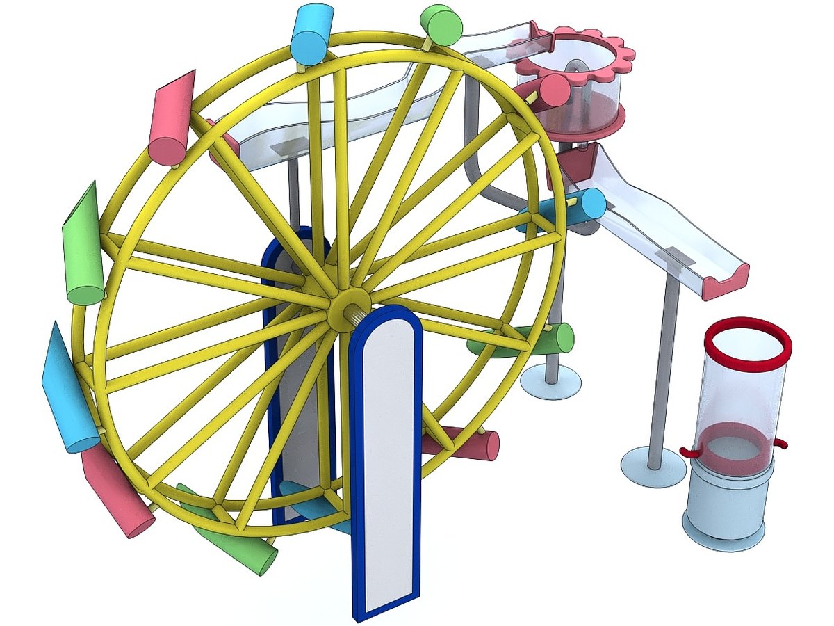 Bamboo Water Wheel — water play element