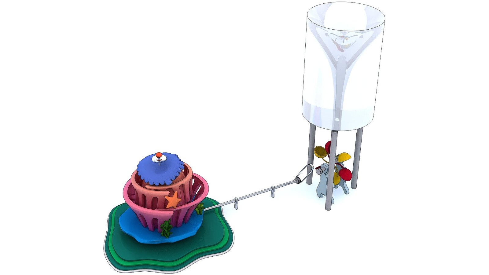 Ball &amp; Jet Target — water play element, 2700 × 1500 × 2300 mm