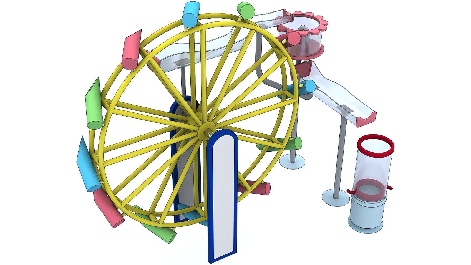 Bamboo Water Wheel — water play element, 2400 × 2100 × 1700 mm