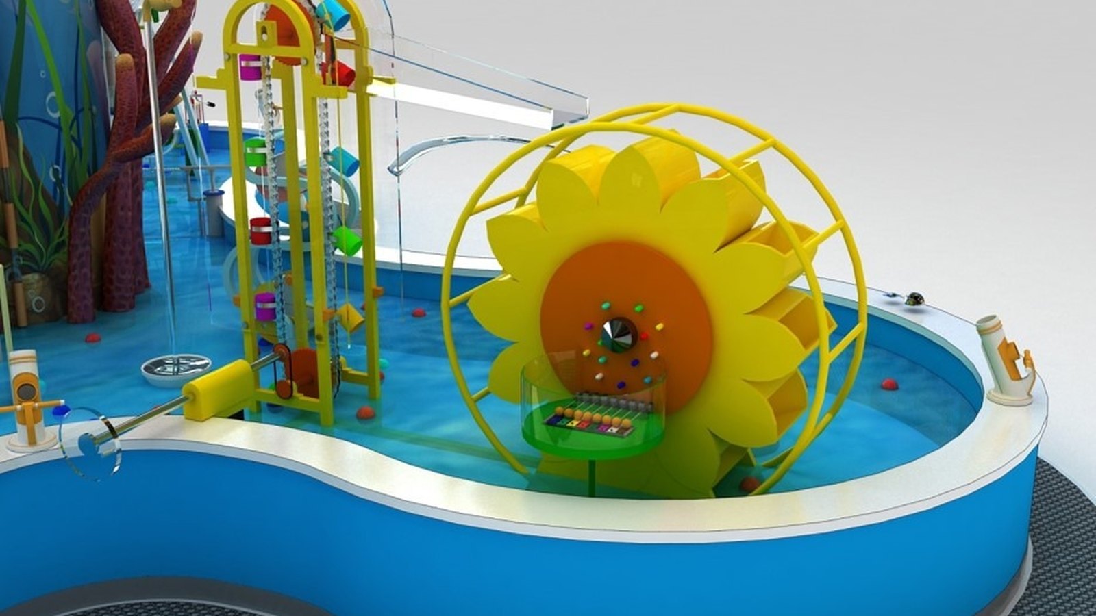 Chain Water Lift — water play element, 1000 × 800 × 2100 mm