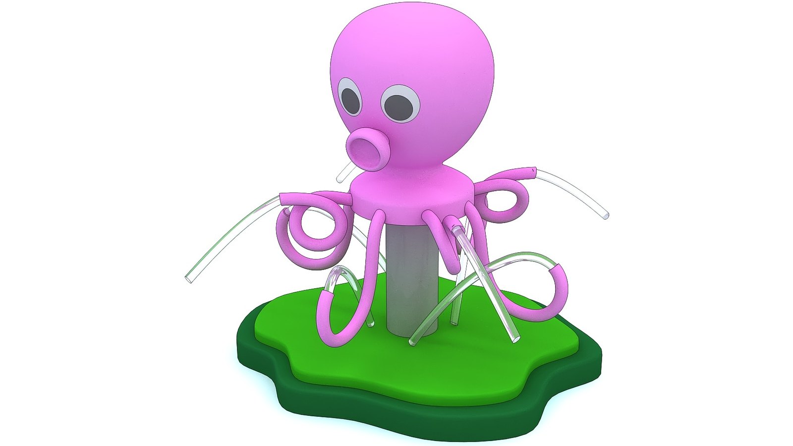 Octopus Spray — water play element, 700 × 700 × 680 mm