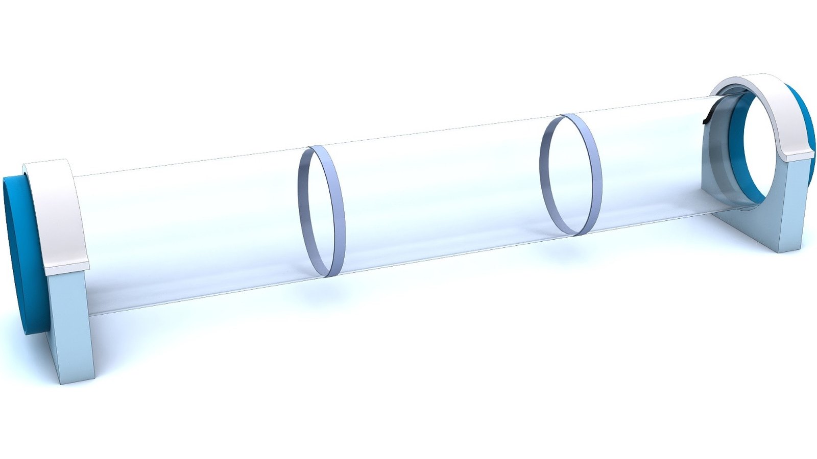 See-Through Water Tunnel — water play element, 3900 × 790 × 830 mm