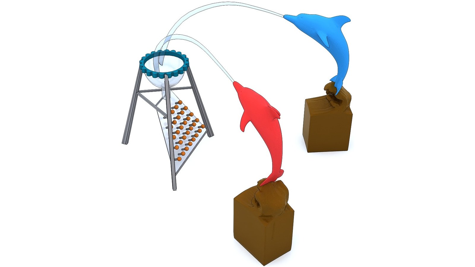 Shouting Fountain — water play element, 1100 × 1050 × 790 mm