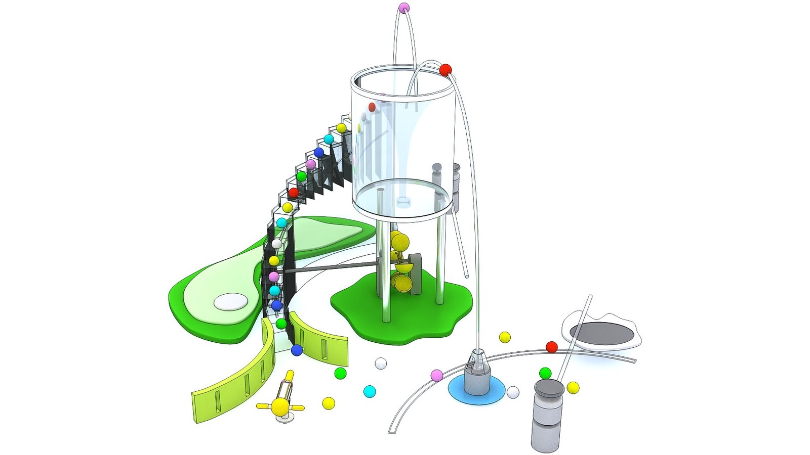 Step Ball Roll — water play element, 2700 × 1500 × 1700 mm