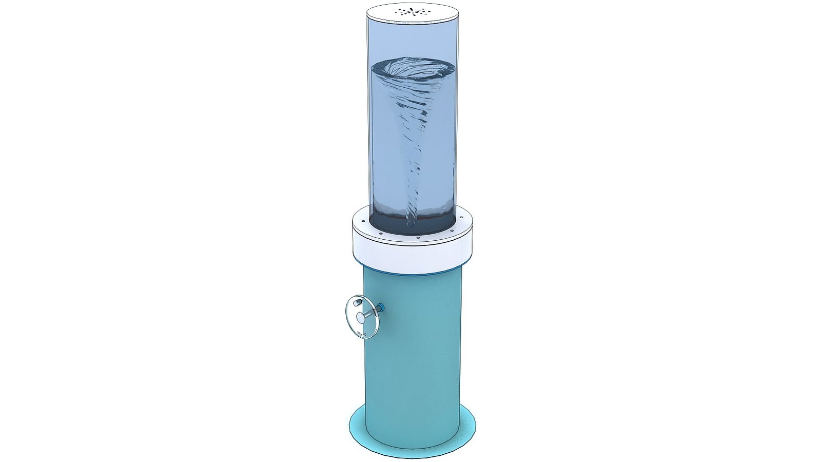 Vortex Column — water play element, 520 × 450 × 1480 mm