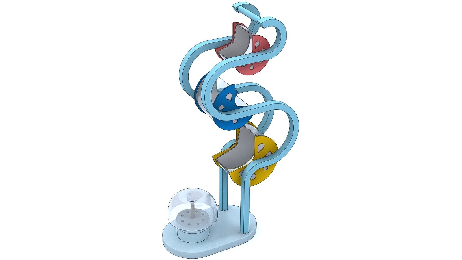 Water Mushroom Spiral — water play element, 770 × 358 × 1300 mm