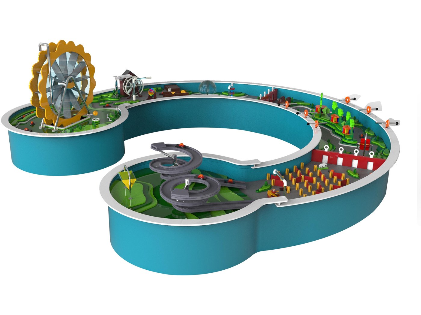 Paddle Wheel Ring — water play zone layout