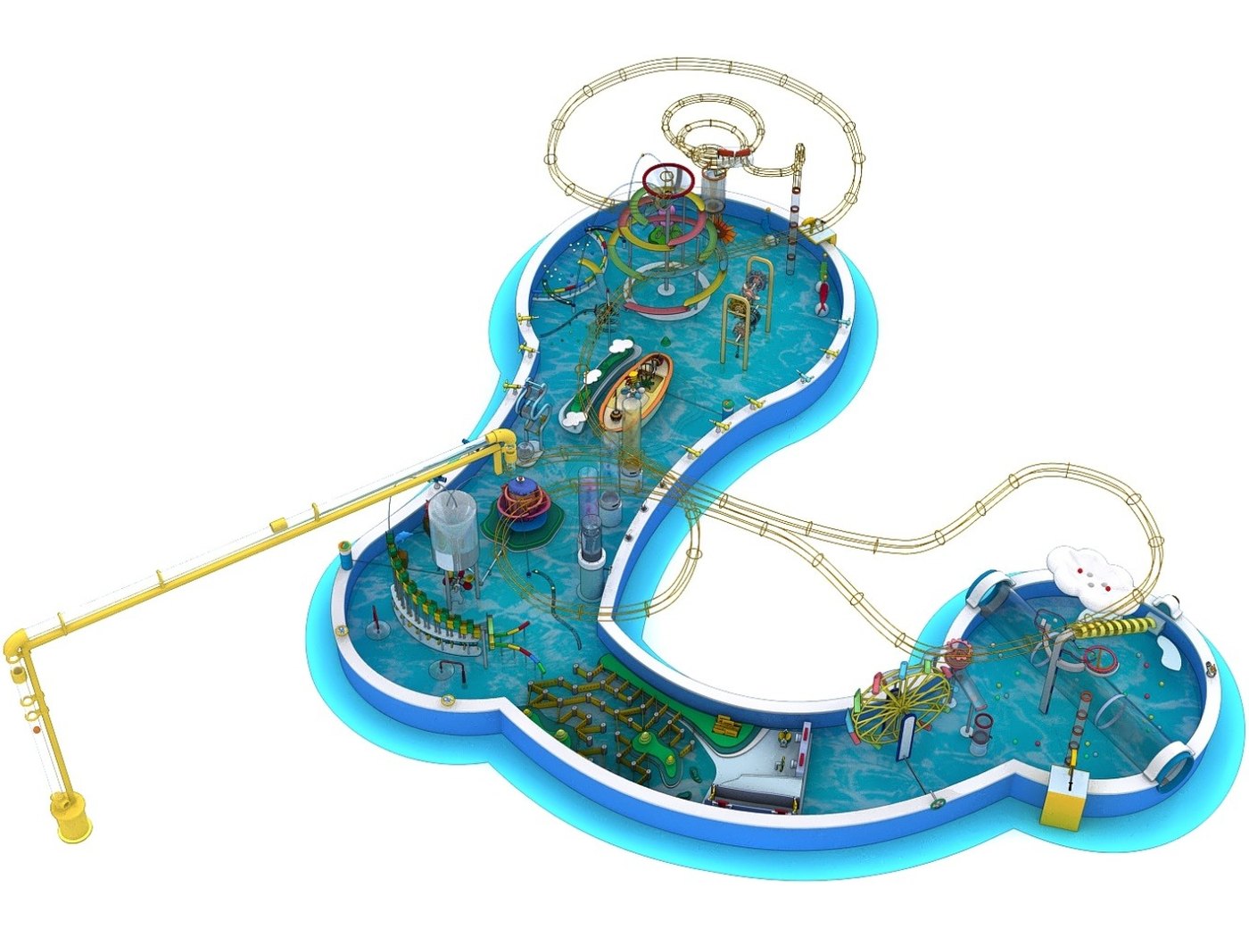 Ribbon Splash Loop — water play zone layout