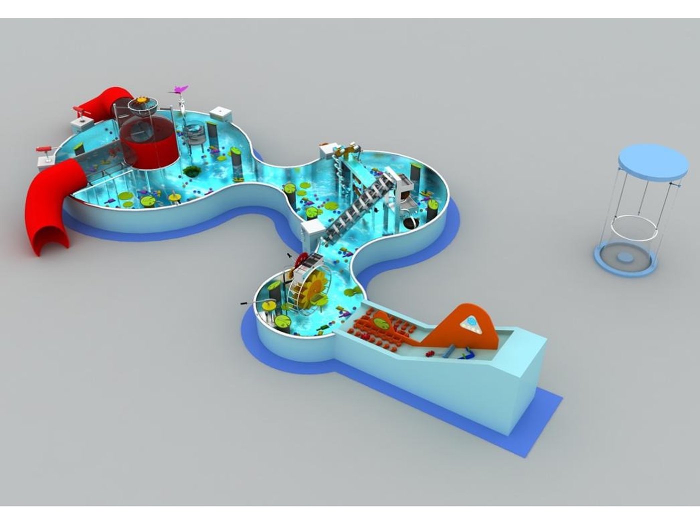 Splash Zone 60 — water play zone layout