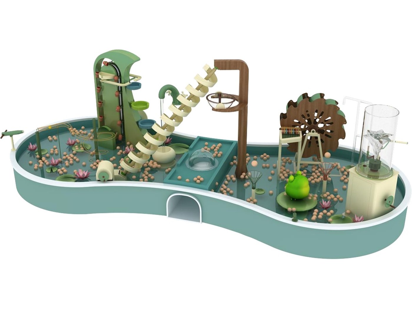 Woodland Water Trail — water play zone layout